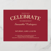 Aangepast 3 Fotogradatie Party Maroon en Gold Folie Uitnodiging (Achterkant)