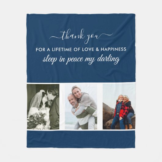 Aangepast 3 fotoraster in het liefdevol geheugen fleece deken (Voorkant)