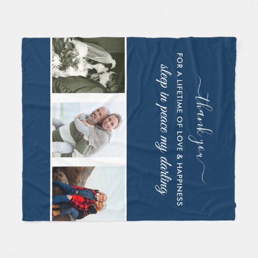 Aangepast 3 fotoraster in het liefdevol geheugen fleece deken (Voorkant (Horizontaal))