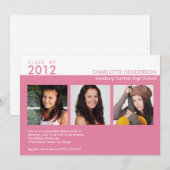 Aangepast 3 fotoroze afstuderen klasse uitnodiging (Voorkant / Achterkant)