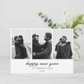 aangepast 3 foto's blij nieuw jaar feestdagenkaart (Staand voorkant)