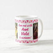 Aangepast 3 foto's en tekst - Roze Waterverf grenz Koffiemok (Voorkant rechts)