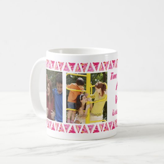 Aangepast 3 foto's en tekst - Roze Waterverf grenz Koffiemok (Voorkant links)