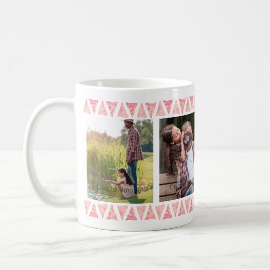 Aangepast 3 foto's en tekst - Roze Waterverf grenz Koffiemok (Links)