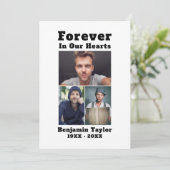 Aangepast 3 foto's voor altijd in onze harten Zwar Bedankkaart (Staand voorkant)