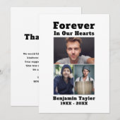 Aangepast 3 foto's voor altijd in onze harten Zwar Bedankkaart (Voorkant / Achterkant)