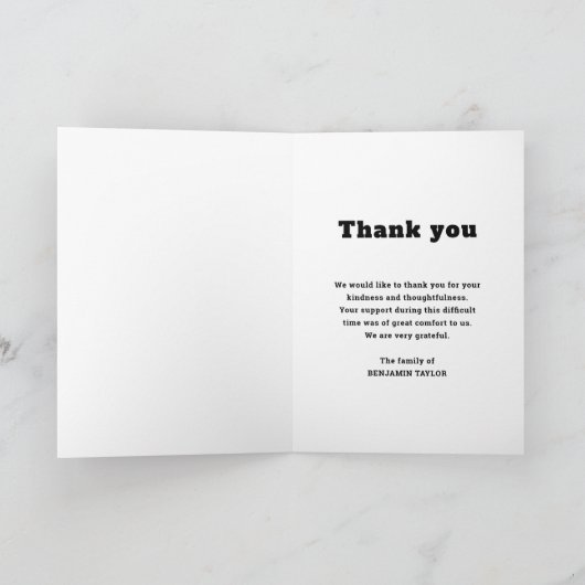 Aangepast 3 foto's voor altijd in onze harten zwar bedankkaart (Binnen)