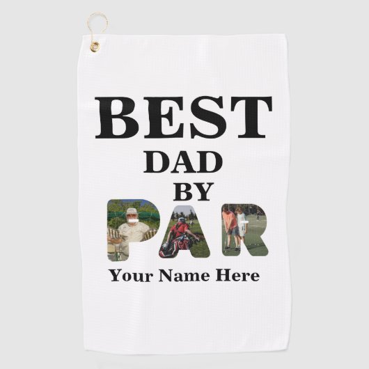 Aangepast 3 letters vormgeving foto Beste vader, p Golfhanddoek (Voorkant)
