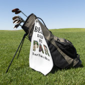 Aangepast 3 letters vormgeving foto Beste vader, p Golfhanddoek (Groen)