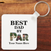 Aangepast 3 letters vormgeving foto Beste vader, p Sleutelhanger (Achterkant)