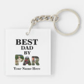 Aangepast 3 letters vormgeving foto Beste vader, p Sleutelhanger (Achterkant)
