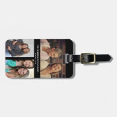 Aangepast 3 secties Familie Foto Collage Black Lij Bagagelabel (Voorkant horizontaal)