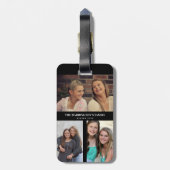 Aangepast 3 secties Familie Foto Collage Black Lij Bagagelabel (Achterkant verticaal)