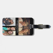 Aangepast 3 secties Familie Foto Collage Black Lij Bagagelabel (Achterkant horizontaal)