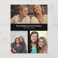 Aangepast 3 secties Familie Foto Collage Black Lij