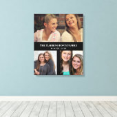 Aangepast 3 secties Familie Foto Collage Black Lij Canvas Afdruk (Insitu (Houten vloer))