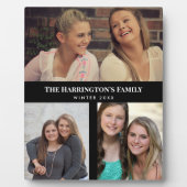 Aangepast 3 secties Familie Foto Collage Black Lij Fotoplaat (Voorkant)