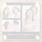 Aangepast 3 secties Familie Foto Collage Black Lij Glazen Onderzetter (Achterkant)