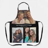 Aangepast 3 secties Familie Foto Collage Black Lij Schort (Voorkant)