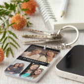 Aangepast 3 secties Familie Foto Collage Black Lij Sleutelhanger (Voorkant Rechts)