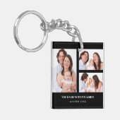 Aangepast 3 secties Familie Foto Collage Black Lij Sleutelhanger (Voorkant Links)
