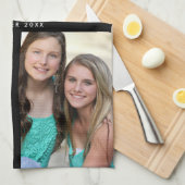 Aangepast 3 secties Familie Foto Collage Black Lij Theedoek (Quarter Fold)