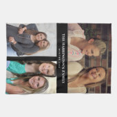 Aangepast 3 secties Familie Foto Collage Black Lij Theedoek (Horizontaal)