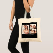 Aangepast 3 secties Familie Foto Collage Black Lij Tote Bag (Voorkant (product))