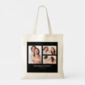 Aangepast 3 secties Familie Foto Collage Black Lij Tote Bag (Achterkant)
