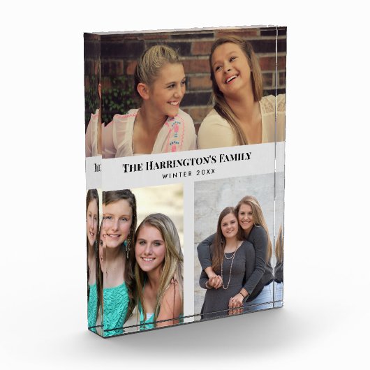 Aangepast 3 Secties Familie Foto's Collage Gray Li (Links)