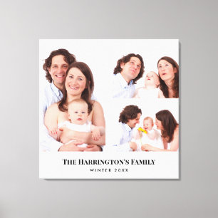 Aangepast 3 Secties Familie Foto's Collage Gray Li Canvas Afdruk