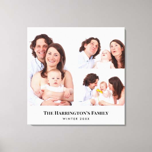 Aangepast 3 Secties Familie Foto's Collage Gray Li Canvas Afdruk (Voorkant)