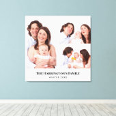 Aangepast 3 Secties Familie Foto's Collage Gray Li Canvas Afdruk (Insitu (Houten vloer))