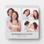 Aangepast 3 Secties Familie Foto's Collage Gray Li Fotoplaat (Voorkant)