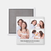 Aangepast 3 Secties Familie Foto's Collage Gray Li Magneet (Voorkant / Achterkant)