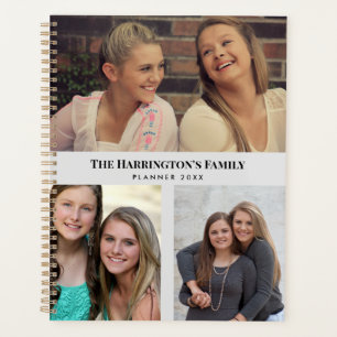 Aangepast 3 Secties Familie Foto's Collage Gray Li Planner