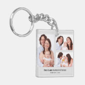 Aangepast 3 Secties Familie Foto's Collage Gray Li Sleutelhanger (Voorkant Links)