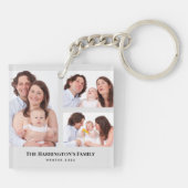 Aangepast 3 Secties Familie Foto's Collage Gray Li Sleutelhanger (Achterkant)