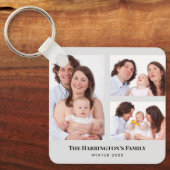 Aangepast 3 Secties Familie Foto's Collage Gray Li Sleutelhanger (Voorkant)