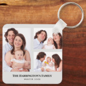 Aangepast 3 Secties Familie Foto's Collage Gray Li Sleutelhanger (Achterkant)