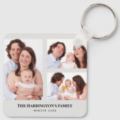 Aangepast 3 Secties Familie Foto's Collage Gray Li Sleutelhanger (Achterkant)