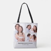 Aangepast 3 Secties Familie Foto's Collage Gray Li Tote Bag (Achterkant)