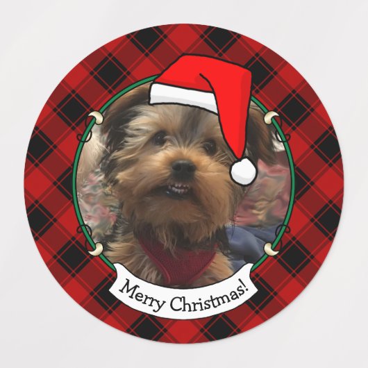 Aangepast 3 Sjabloon kerstrood met foto-Lijst Labels (Design 2)