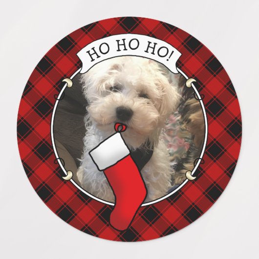 Aangepast 3 Sjabloon kerstrood met foto-Lijst Labels (Design 1)