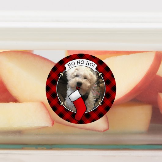 Aangepast 3 Sjabloon kerstrood met foto-Lijst Labels (Aangebracht)