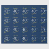 Aangepast 40 en Fabulous Blue 40th Birthday Cadeaupapier (Vlak)