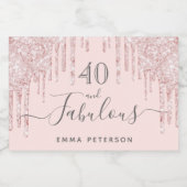 Aangepast 40 fantastisch verjaardagsgoud roos glit sparkling wijnetiket (Enkel label)