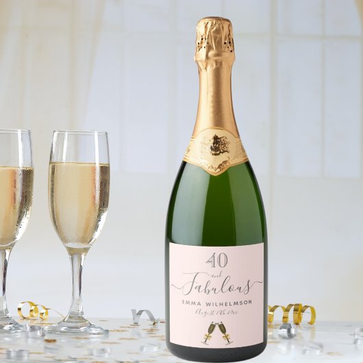 Aangepast 40 geweldige verjaardagsfeestjes roos go sparkling wijnetiket