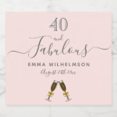 Aangepast 40 geweldige verjaardagsfeestjes roos go sparkling wijnetiket (Enkel label)