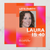 aangepast 40-jarig trendy moderne fotouitnodiging kaart (Voorkant / Achterkant)